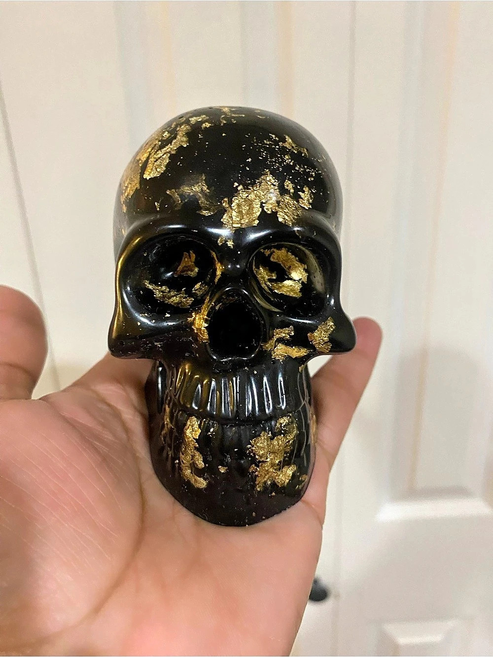 Black & Gold Resin Skull Head Decor